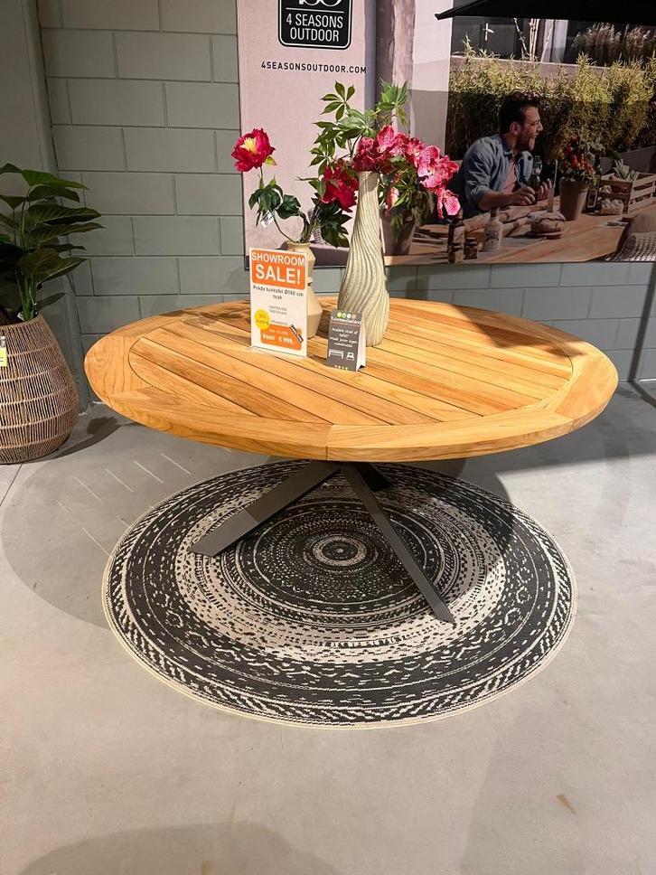 Showroom Prado tuintafel Ø 160 cm., Tuin en Terras, Tuintafels, Nieuw, Rond, Teakhout, Ophalen of Verzenden