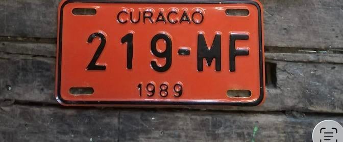 Originele Curaçao kentekenplaat 1989 – Nederlandse Antillen, Verzamelen, Ophalen of Verzenden, Zo goed als nieuw, Auto's
