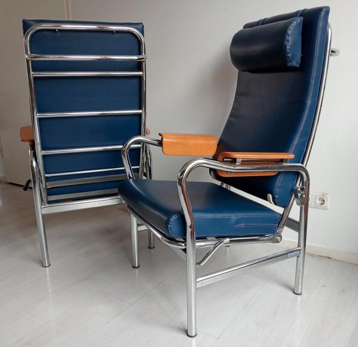 Set verstelbare vintage design fauteuils, Huis en Inrichting, Fauteuils, 50 tot 75 cm, 75 tot 100 cm, Ophalen