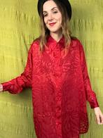 Vintage blouse, maat 40/42 - L/XL - rood - 90's, Kleding | Dames, ,, Maat 42/44 (L), Ophalen of Verzenden, Vintage