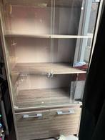 Bruine kast met glazen deuren - 175x89x40 cm, Ophalen, Gebruikt, 50 tot 100 cm, Glas