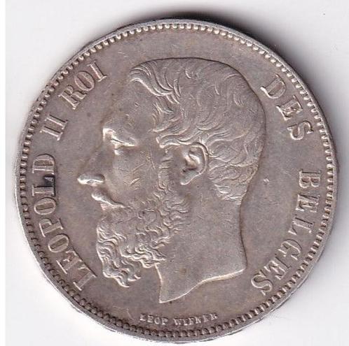 België, 5 Francs, 1875, zilver, Postzegels en Munten, Munten | België, Losse munt, Zilver, Zilver, Ophalen of Verzenden