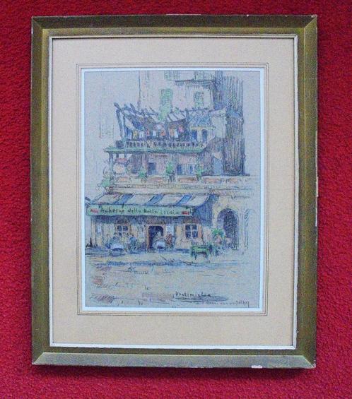 Henri van Os Delhez.1880-1976.Auberge in Ventimiglia Italië., Antiek en Kunst, Kunst | Schilderijen | Klassiek, Ophalen