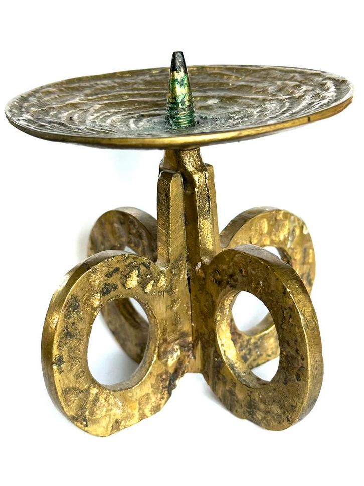 Vintage brutalist messing kandelaar van Gallo, Antiek en Kunst, Antiek | Kandelaars, Overige materialen, Ophalen of Verzenden