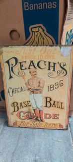 Vintage Peach's Baseball Guide Reclamebord 1896, Ophalen of Verzenden
