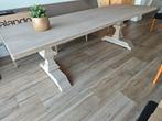 Massief eiken klooster tafel en eetbank op maat gemaakt, Ophalen of Verzenden, Zo goed als nieuw, Rechthoekig, 200 cm of meer