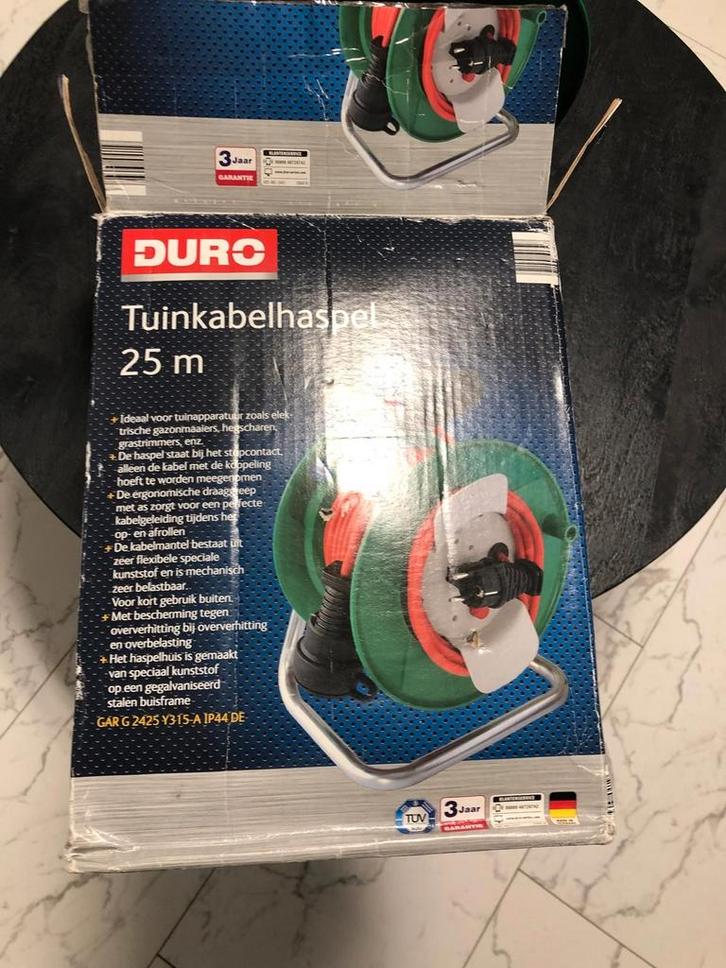 DURO Tuinkabelhaspel 25m - Nieuw in doos!, Tuin en Terras, Fakkels, Nieuw, Ophalen of Verzenden