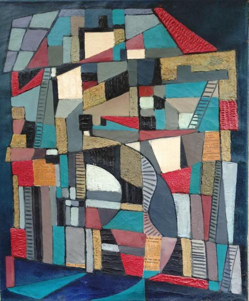 =Hans Timmer 1912-1997===GEOMETRISCH ABSTRACT uit 1966=, Antiek en Kunst, Kunst | Schilderijen | Abstract, Ophalen of Verzenden
