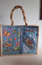Jeans/ jute boodschappentas., Sieraden, Tassen en Uiterlijk, Tassen | Damestassen, Ophalen of Verzenden, Blauw, Shopper