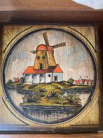 Drie houten paneeltjes molens, Ophalen of Verzenden