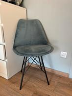 Velvet kuipstoel grijsblauw, Huis en Inrichting, Stoelen, Ophalen, Blauw, Zo goed als nieuw, Metaal
