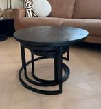 Salontafel set zwart - mangohout - 3 stuks, Huis en Inrichting, Tafels | Salontafels, Ophalen, Gebruikt, 50 tot 100 cm, 50 tot 75 cm