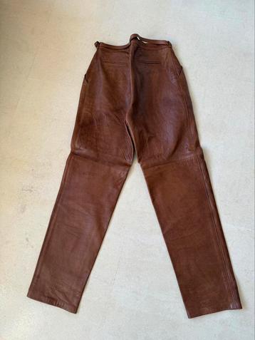 Vintage bruine gevoerde leren broek maat 40 jaren 70 beschikbaar voor biedingen