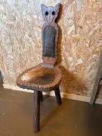 Oud driepoot krukje met echte huid, Gebruikt, Bruin, Ophalen of Verzenden, Eén