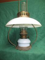 antieke hang olielamp hoogte 61cm met opaline pot, Antiek en Kunst, Ophalen of Verzenden