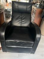 Relax Fauteuil - Zwarte Lederlook, Ophalen, Gebruikt, Leer, 75 tot 100 cm