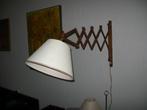Retro schaarlamp hout wandlamp, Huis en Inrichting, Lampen | Wandlampen, Ophalen of Verzenden, Hout