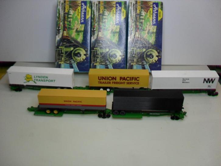 Athearn USA 5-delige Intermodal Spine Car Set met Opleggers, Hobby en Vrije tijd, Modeltreinen | H0, Gebruikt, Wagon, Gelijkstroom