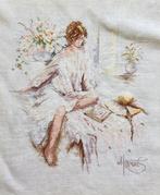 Borduurwerk, zijde, meisje, vrouw, Sarah Moon, vintage, Hobby en Vrije tijd, Borduren en Borduurmachines, Ophalen