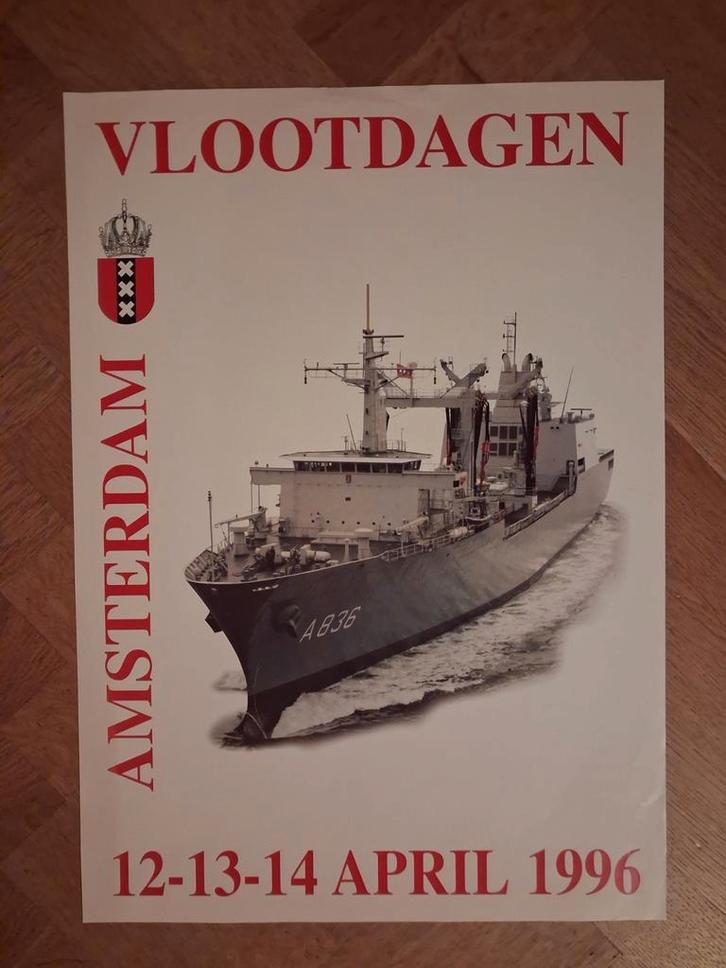 Vlootdagen Amsterdam 1996 Poster - Marineschip A836, Verzamelen, Posters, Nieuw, Overige onderwerpen, A1 t/m A3, Rechthoekig Staand