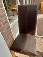 4 stoelen lederen bekleding met hout, Huis en Inrichting, Ophalen, Gebruikt, Bruin, Hout