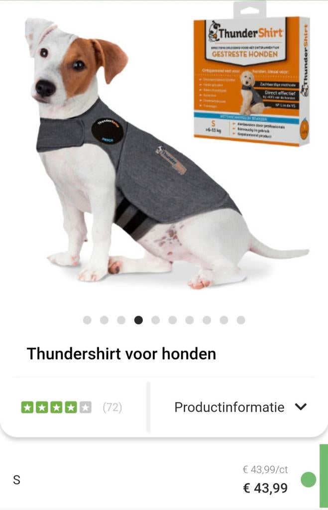 Thundershirt Grijs Maat S - Zo goed als nieuw!, Dieren en Toebehoren, Ophalen of Verzenden, Nieuw, Hondenjas