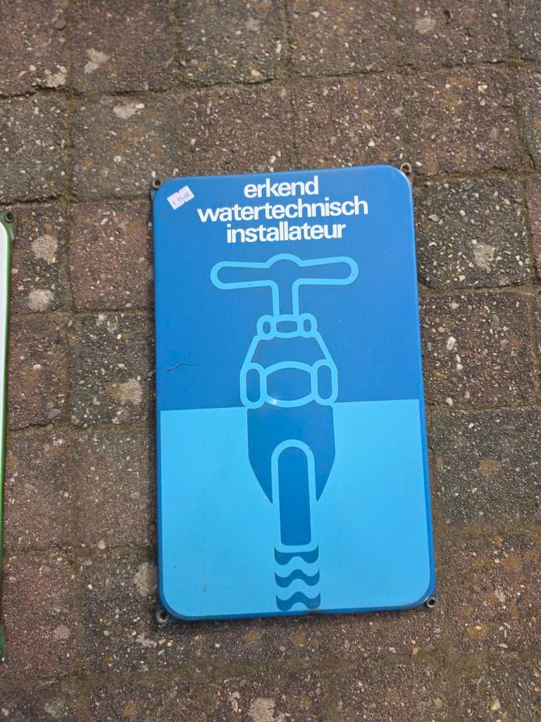 Emaille erkend watertechnisch installateur, Ophalen of Verzenden, Reclamebord
