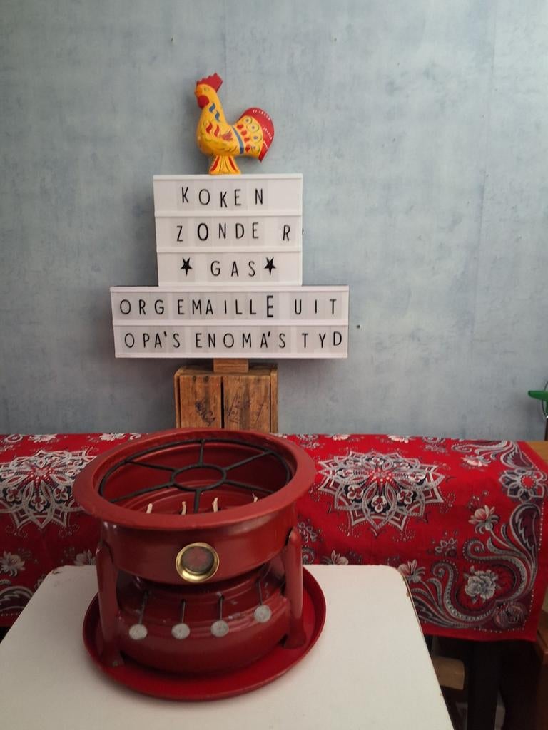 👍dagtopper.👌 rooster/kijkglas/lont & prima branders👍, Antiek en Kunst, Antiek | Emaille, Ophalen of Verzenden