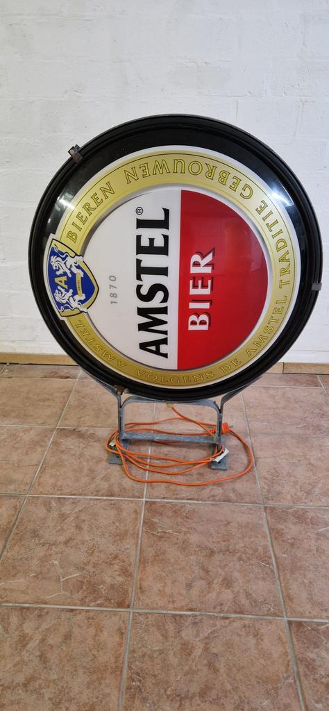 Amstel bier bord met licht, Verzamelen, Biermerken, Ophalen of Verzenden, Zo goed als nieuw, Reclamebord, Plaat of Schild, Amstel