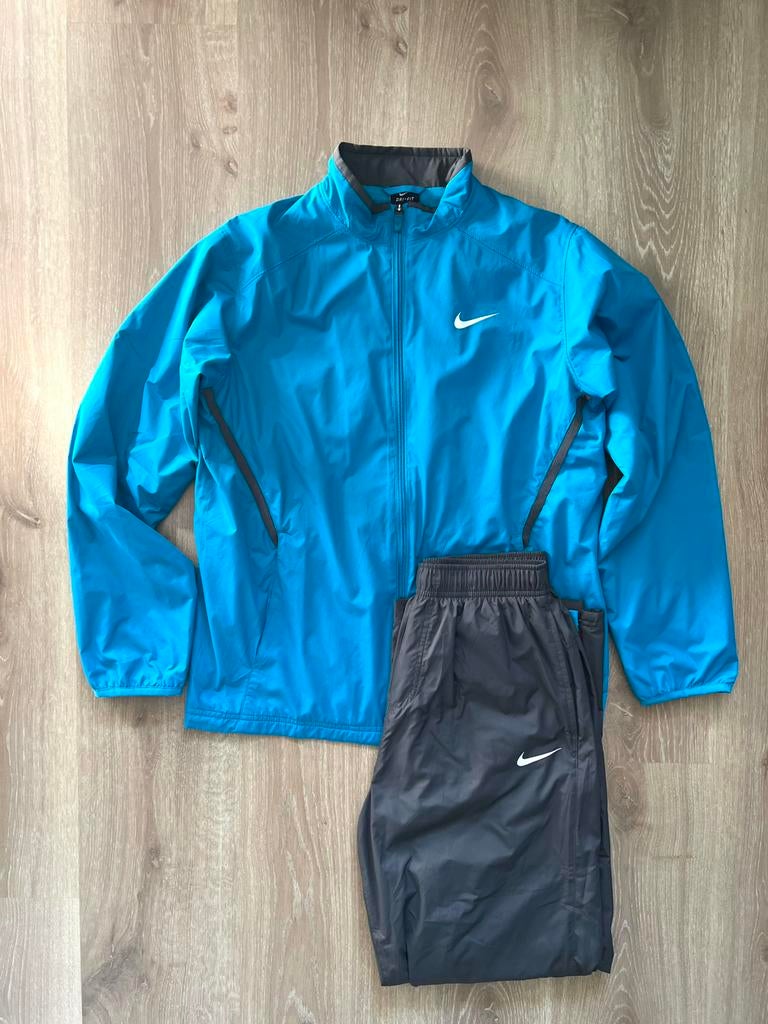 Vintage Nike blauw grijs trainingspak maat 170/XS, Blauw, Ophalen of Verzenden, Zo goed als nieuw, Nike