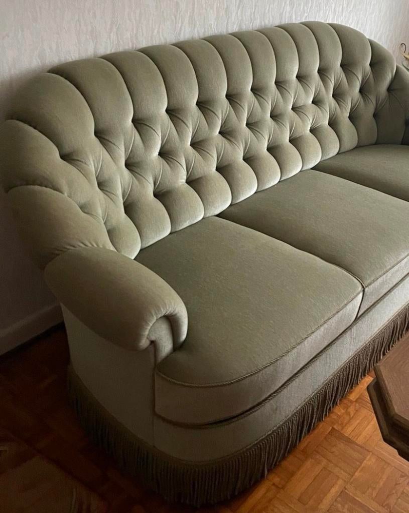Bank sofa vintage groen barok queen ann Franjes boudoir, Huis en Inrichting, Ophalen, Zo goed als nieuw, 75 tot 100 cm