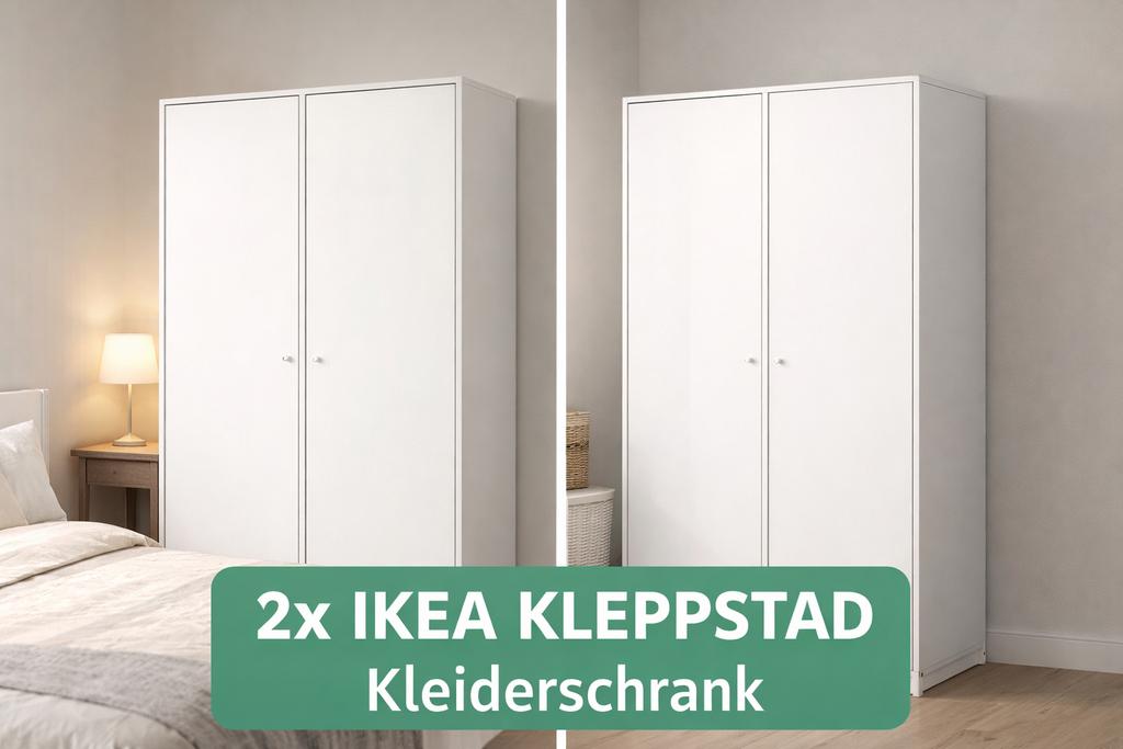 2x IKEA KLEPPSTAD kledingkast wit, Ophalen, Overige materialen, Gebruikt, 100 tot 150 cm