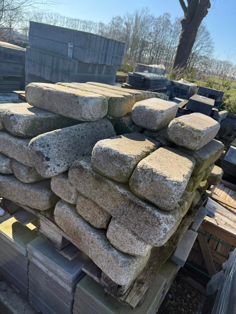 Getrommelde Granietpalissade Geel 10x15x40, Tuin en Terras, Tegels en Klinkers, Ophalen, Nieuw