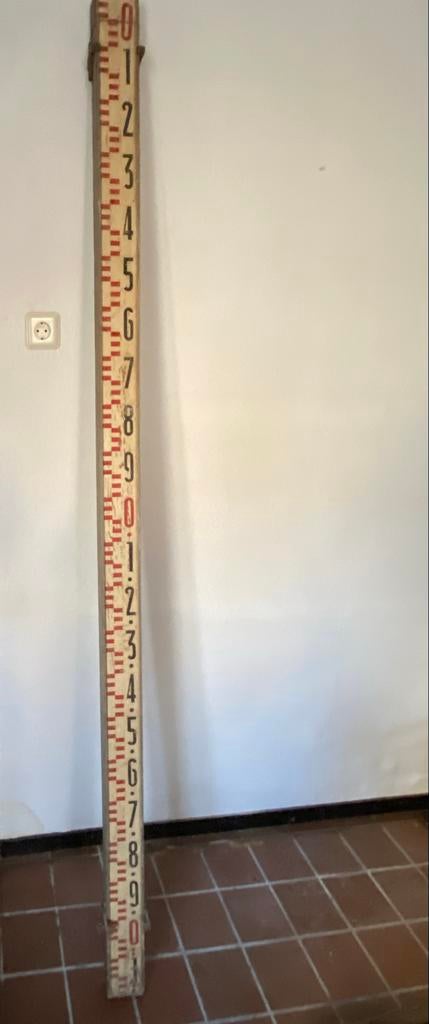Antieke houten waterpas / peilstok, Antiek en Kunst, Ophalen