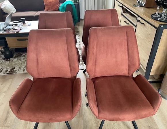 Mooie Eetkamer stoelen 4 Stuks ( Henders en Hazel ), Huis en Inrichting, Stoelen, Zo goed als nieuw, Vier, Stof, Bruin, Ophalen