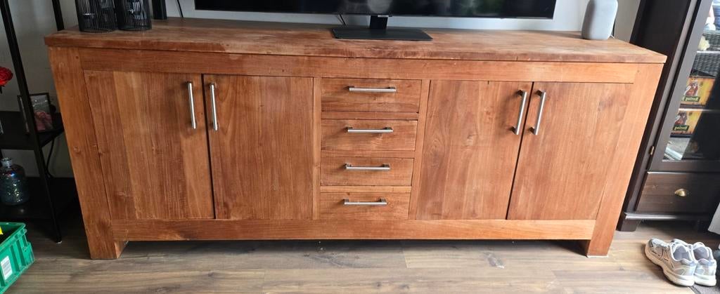 Mooi zwaar teakhouten dressoir - opknapper, Ophalen, Gebruikt, 150 tot 200 cm, Teakhout