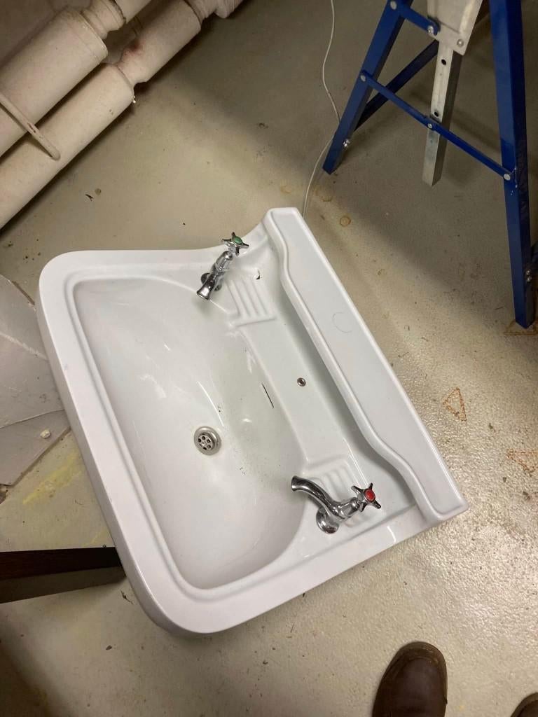 wasbak + boogspiegel, Huis en Inrichting, Badkamer | Badkamermeubels, Ophalen, Gebruikt, 50 tot 100 cm, Minder dan 100 cm