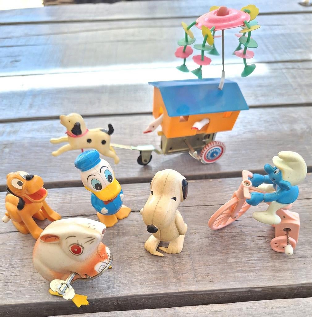 6 Vintage Speelgoed Collectie: Smurf, Donald Duck, Snoopy, Ophalen, Gebruikt