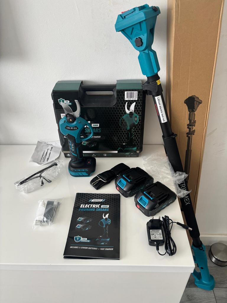 Trimmex snoeischaar met Telescopische steel met2accu Nieuw, Ophalen of Verzenden, Nieuw