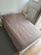 Complete IKEA Malm bedset 140x200 met matras en toebehoren, Ophalen, Verstelbaar, Wit, Tweepersoons