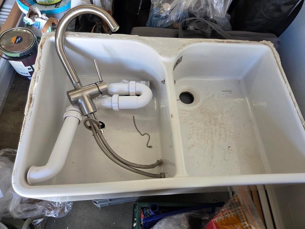 Dubbele wasbak villeroy en boch GRATIS, Doe-het-zelf en Verbouw, Ophalen, Wastafel