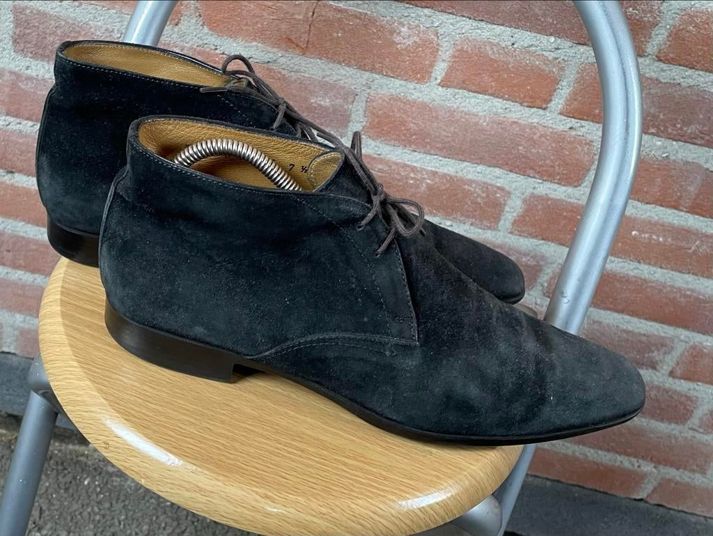 Santoni 7416 Groen Suède Boots Mt 41,5 F, Ophalen of Verzenden, Gedragen, Overige kleuren, Veterschoenen