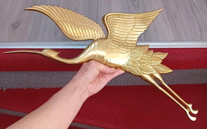 modernistisch messing heron bird wandsculptuur, Antiek en Kunst, Antiek | Koper en Brons, Ophalen of Verzenden