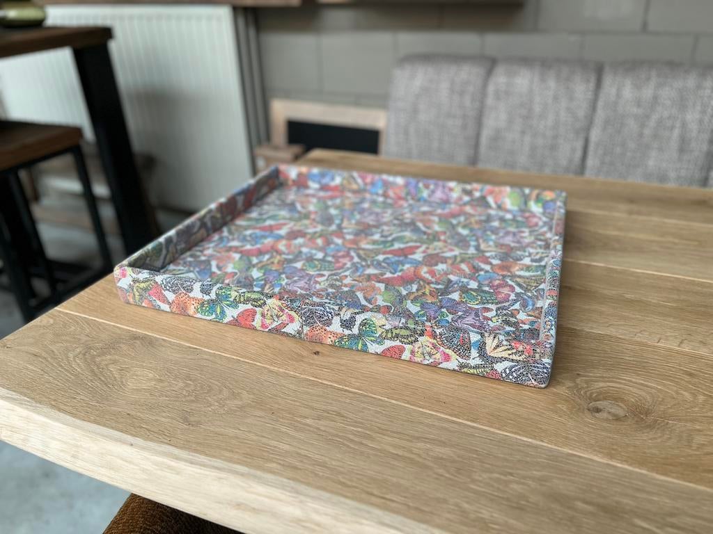 Dienblad 50x60 leer vlindermotief, Ophalen, Nieuw, Rechthoekig, Overige materialen