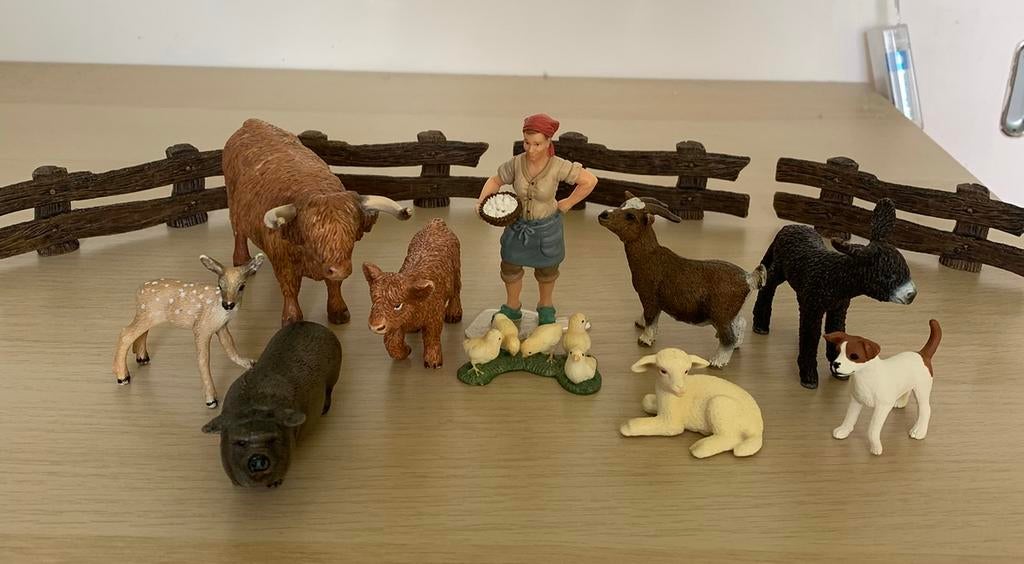 Grote Schleich Farm World set | Boerin, dieren en omheining, Ophalen of Verzenden, Zo goed als nieuw