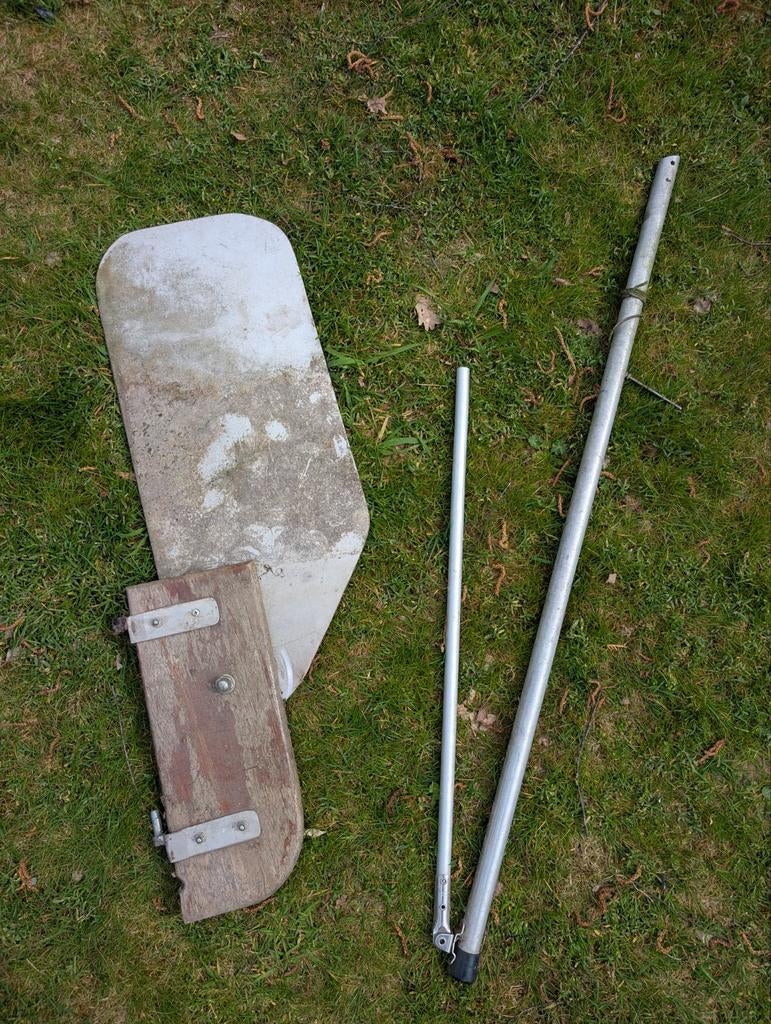 Roer , roerblad met helmhout)  RVS helmstok en verlengstuk, Ophalen, Gebruikt