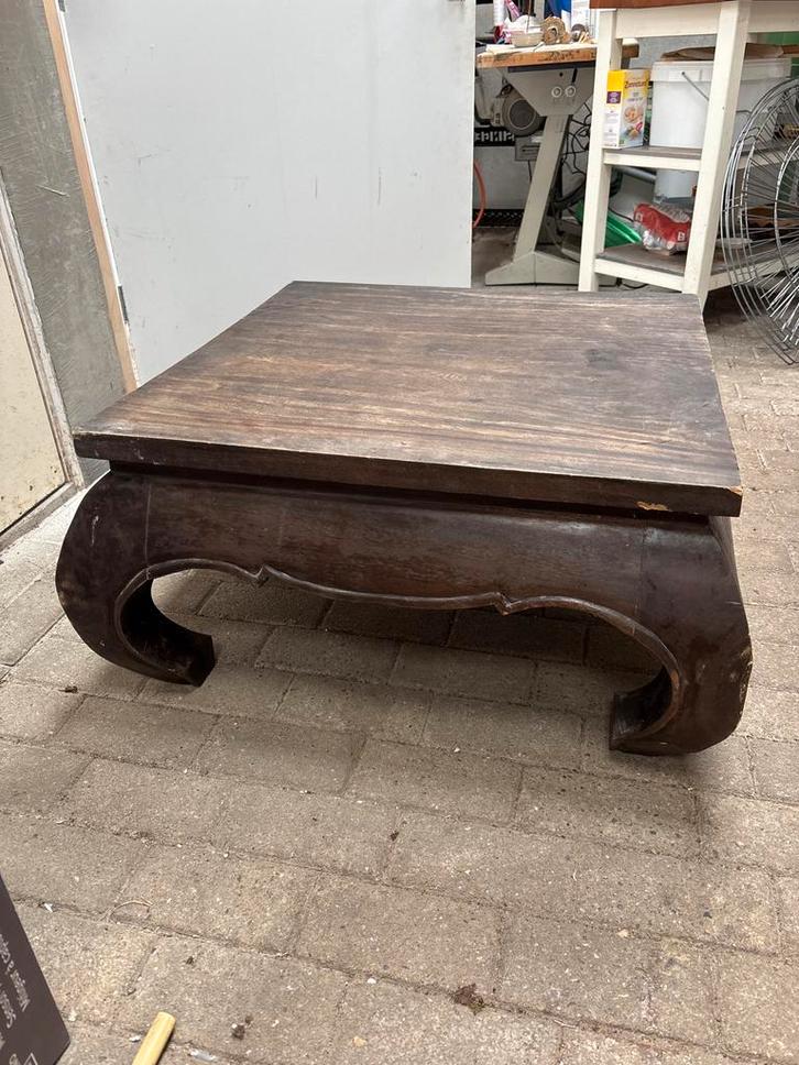 Teakhouten salontafel opiumtafel, Huis en Inrichting, Tafels | Salontafels, Gebruikt, Minder dan 50 cm, 50 tot 100 cm, 100 tot 150 cm
