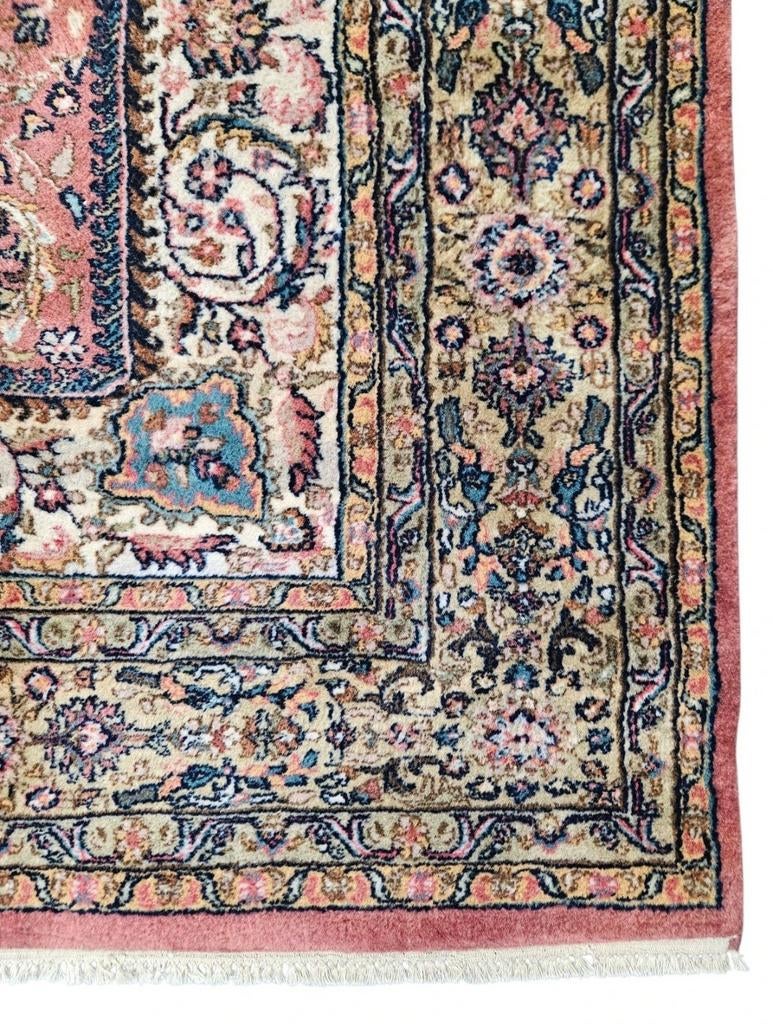 Handmade Persian wool Kirman carpet square pink 188x188cm, Persian Perzisch vintage oosters hype, 150 tot 200 cm, Vierkant, Ophalen of Verzenden