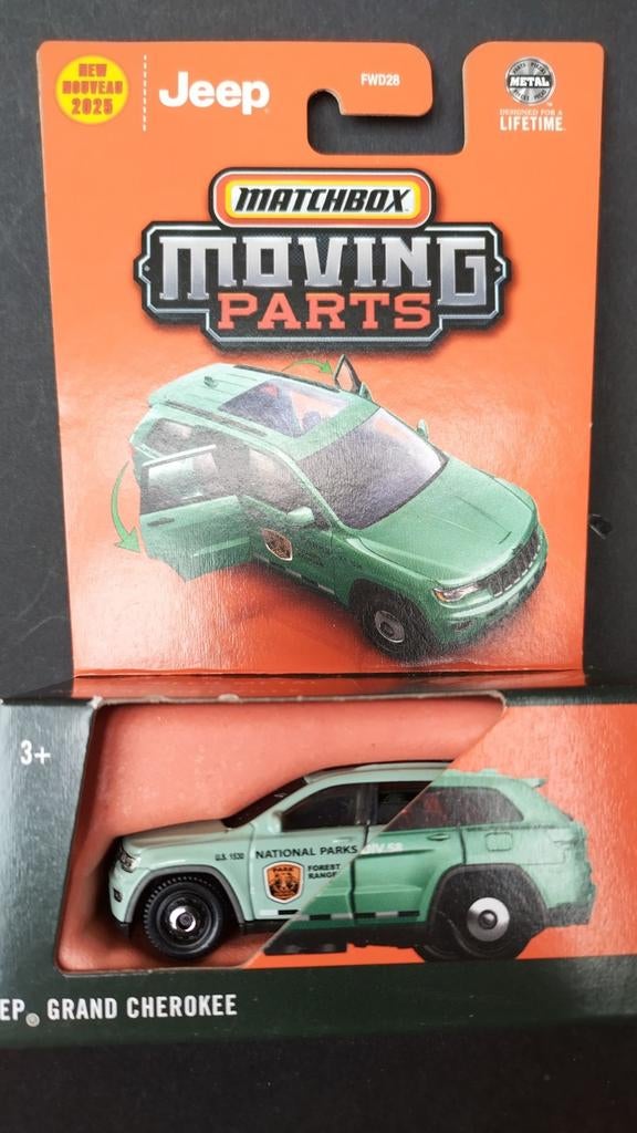 Jeep Grand Cherokee 1:64 3inch Matchbox Moving parts Pol, Hobby en Vrije tijd, Auto, Verzenden, Nieuw, Matchbox@mattel.com