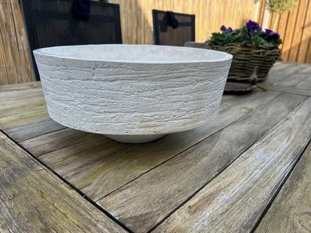 witte stenen sier bloempot, zware uitvoering, Tuin en Terras, Bloempotten, Ophalen, Steen, Gebruikt, 40 cm of meer